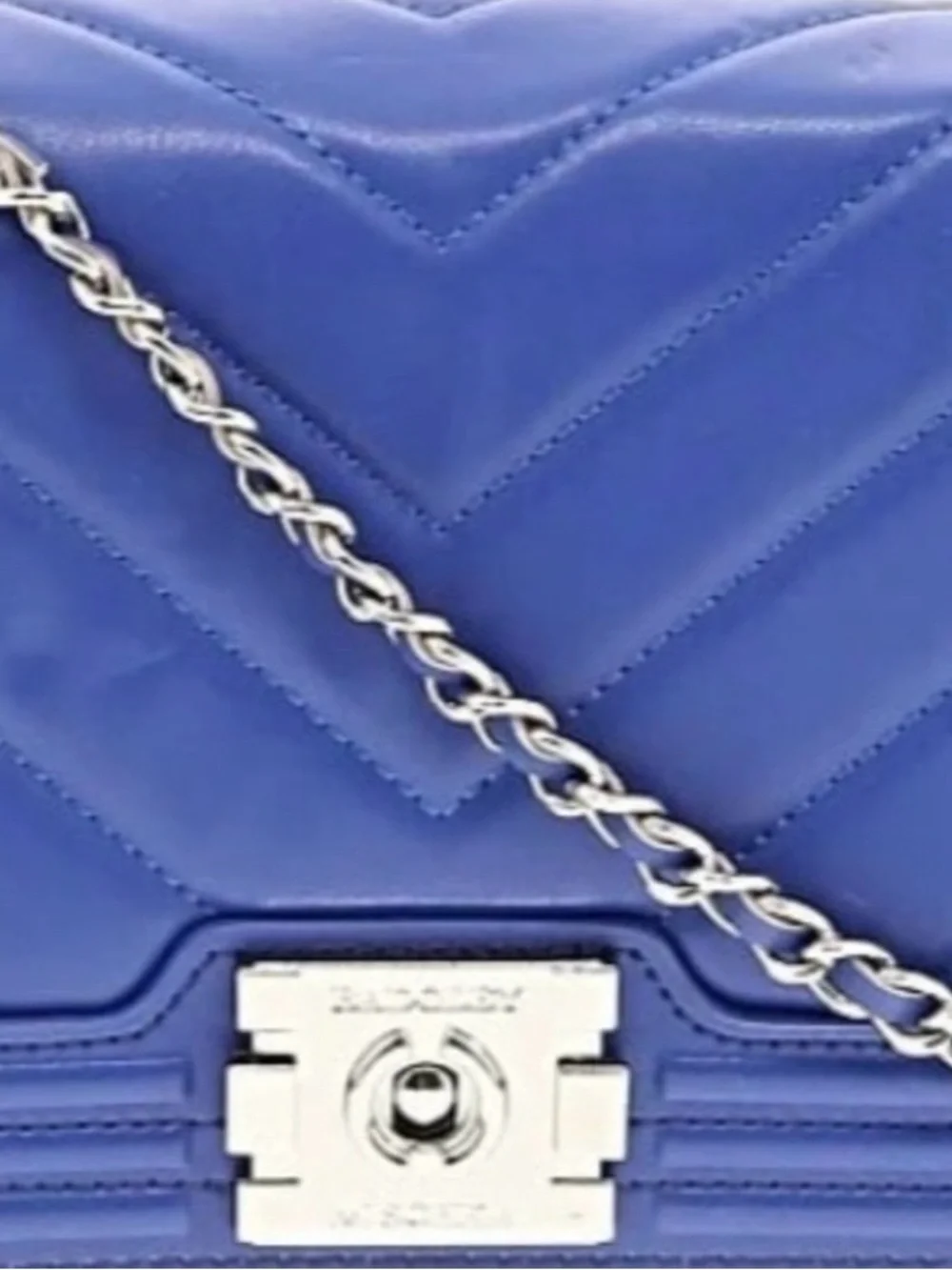 BADGELEY MISCHKA COBALT QUILTED QUILTED CHEVRON BAG NWT